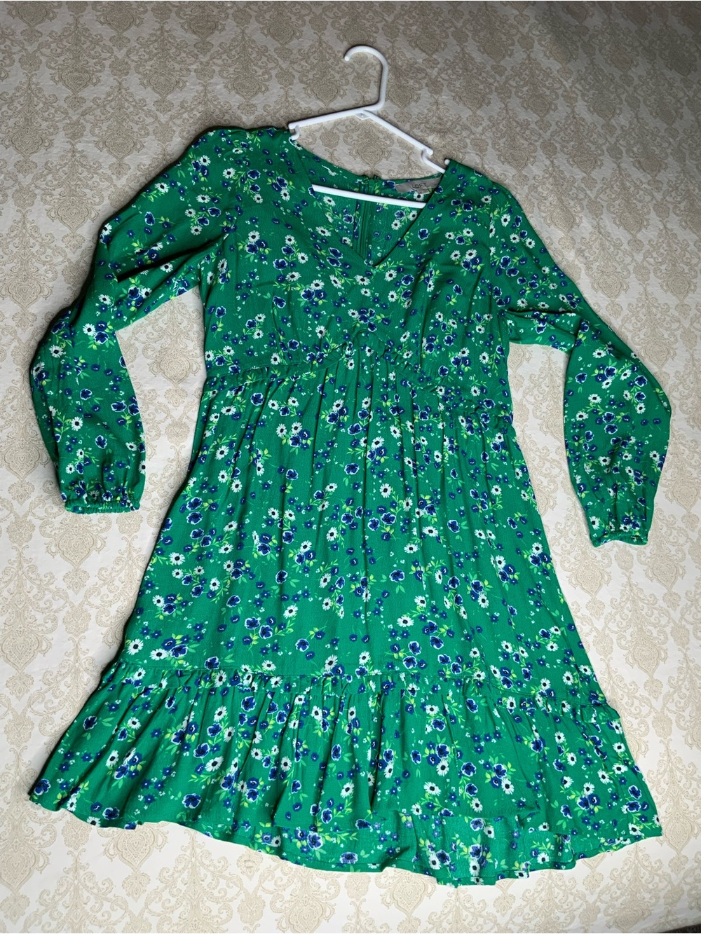 LOFT Green Blue Floral Cottagecore Mini Dress Women’s 2P